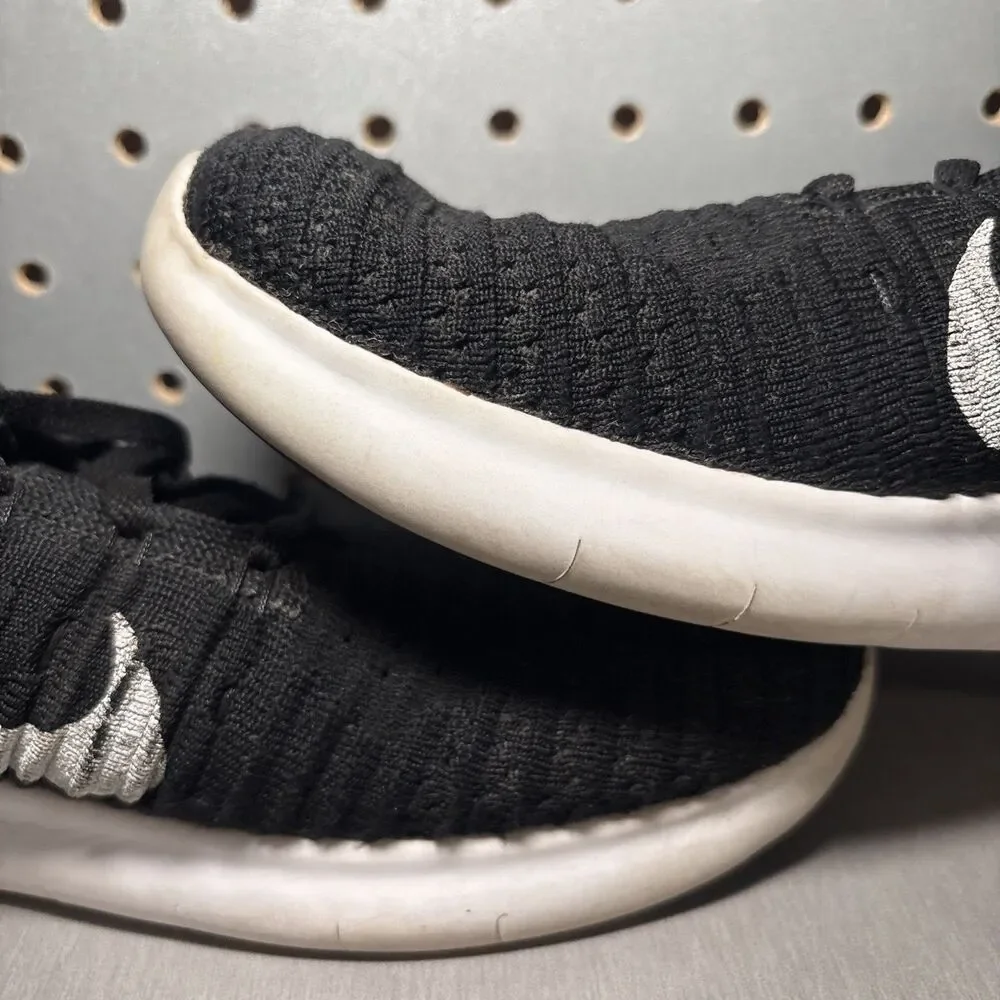 Nike Free RN Flyknit Running Shoes Mens Sz 9.5 Black/White Sneakers 831069-001